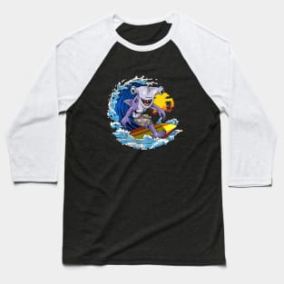 Surfing Hammerhead Shark Baseball T-Shirt